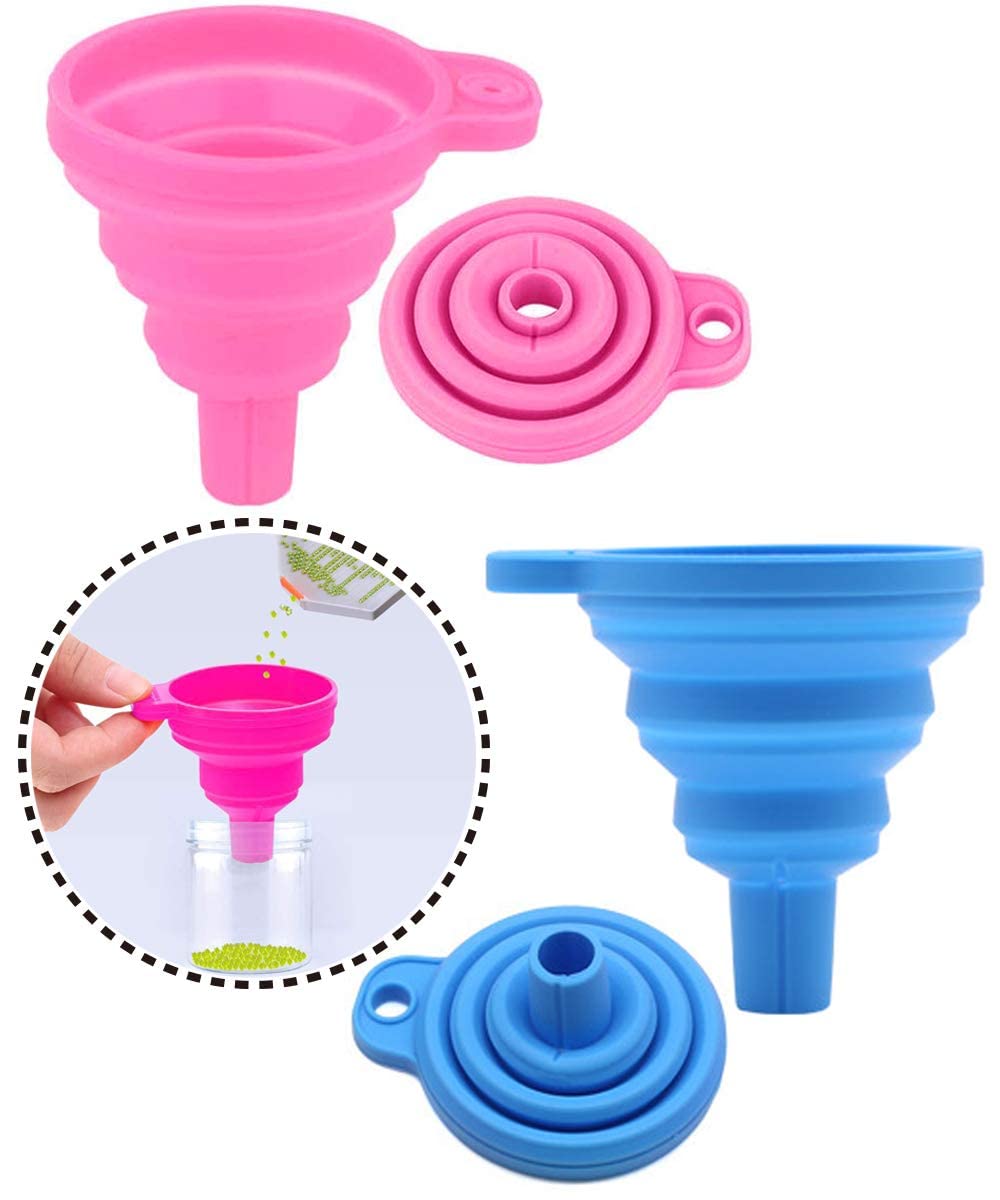 2 Pcs Diamond Painting Tools Funnel - Silicone Collapsible Funnel, Convenient Foldable Beads Container Mosaic Tool for 5D DIY Diamond Painting Kits
