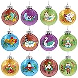 76MM 12 Days of Christmas Ball Ornaments Set of 12 Christmas Plastic Hanging Ornament for Xmas Party...