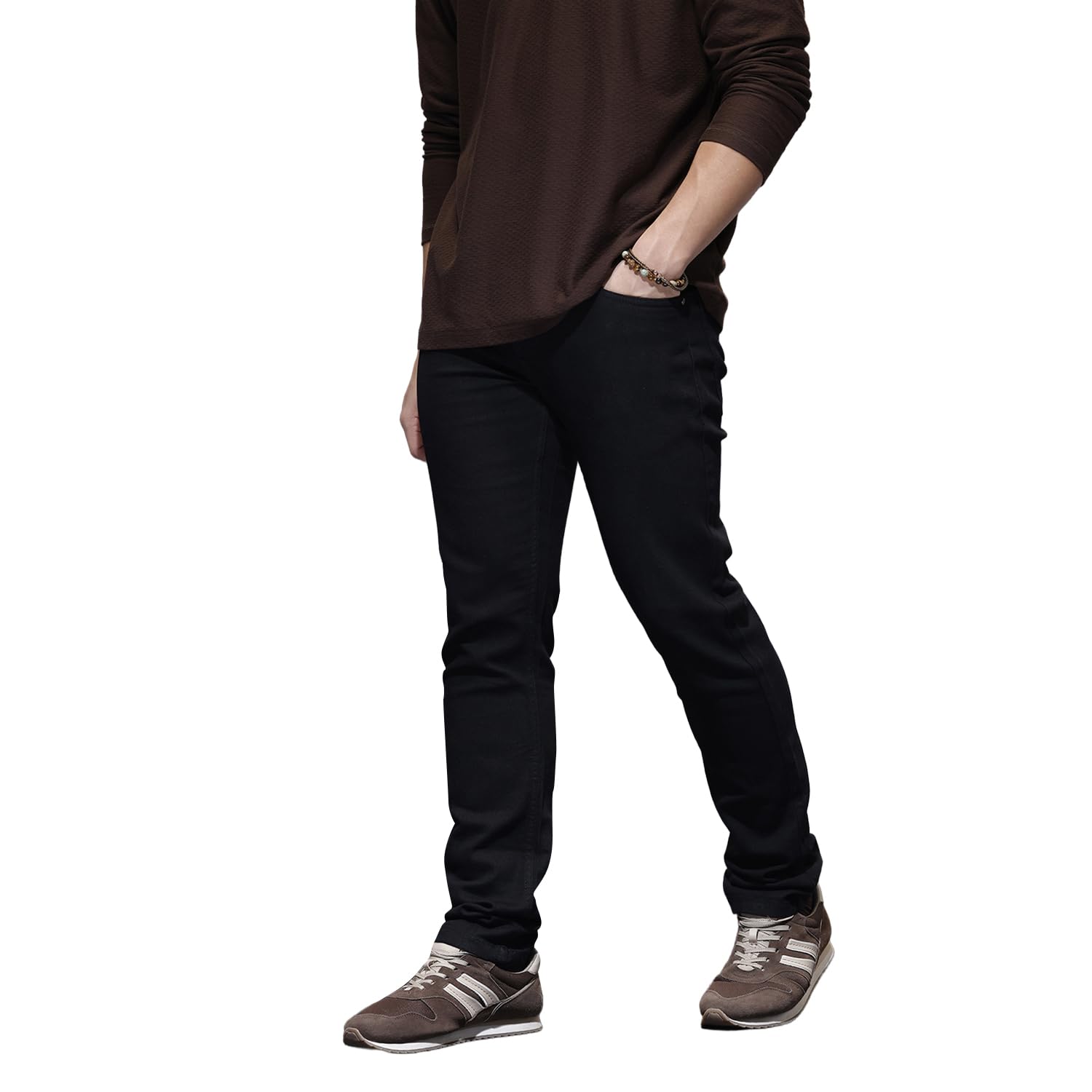 wrogn Men's Casual Slim Fit Black Denim Jeans | Black | 30-picture-12
