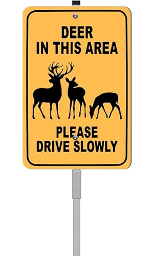 ZXCXRQFa Caution Safety Sign - Deer Area Drive Slowly Signs