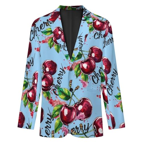 Cute Cherryes Men's Suits Dress Business Formal Suit Print Jackets Coat for Wedding Party4