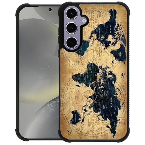 FKBRCL4U for Samsung Galaxy S24 S25 Case, Brown World Map Pattern Graphic Design Girl Boy Soft Silicone Hard Acrylic Shock Protection for Samsung Galaxy S24 S25