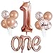 Morofme Roségold One Ballon Set für den ersten Geburtstag, 40 Zoll große Nummer 1 Ballon, Buchstabe Eins Ballon 20 Zoll, 1. Geburtstagsballons für Mädchen Frauen Rose Gold First Birthday Dekorationen