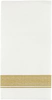 Vista 8 de Servilletas rectangulares blancas con borde dorado, paquete de 50 servilletas de papel elegantes, servilletas desechables de 22 x 22 pulgadas