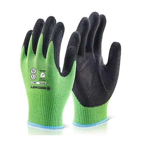 Beeswift Kutstop Microfoam Nitrile Gloves Cut Level 5 Green L KS15L
