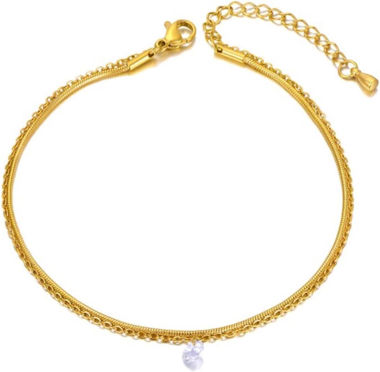 Braccialetto del Piede, Catene della cavigliera, cavigliera alla Moda a Doppio Strato di Cristallo con Maglie a Catena for Le Donne Sandali a Piedi Nudi cavigliere Piede Gioielli gotici Boho