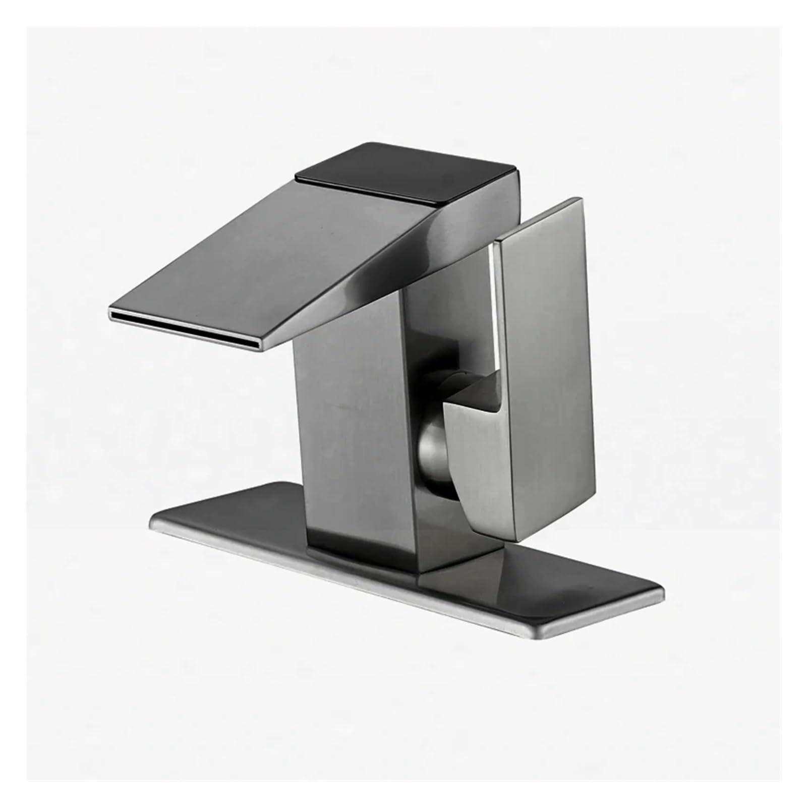CVFRDD Digital Temperature LCD Basin Faucet, Display Bathroom Waterfall Faucet, Deck Mounted Hot And Cold Mixer Sink Tap With Fahrenheit(Brushed Silver)
