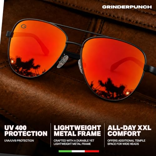 Image of grinderPUNCH XL XXL Aviator Sunglasses Men Big Head Oversized Polarized