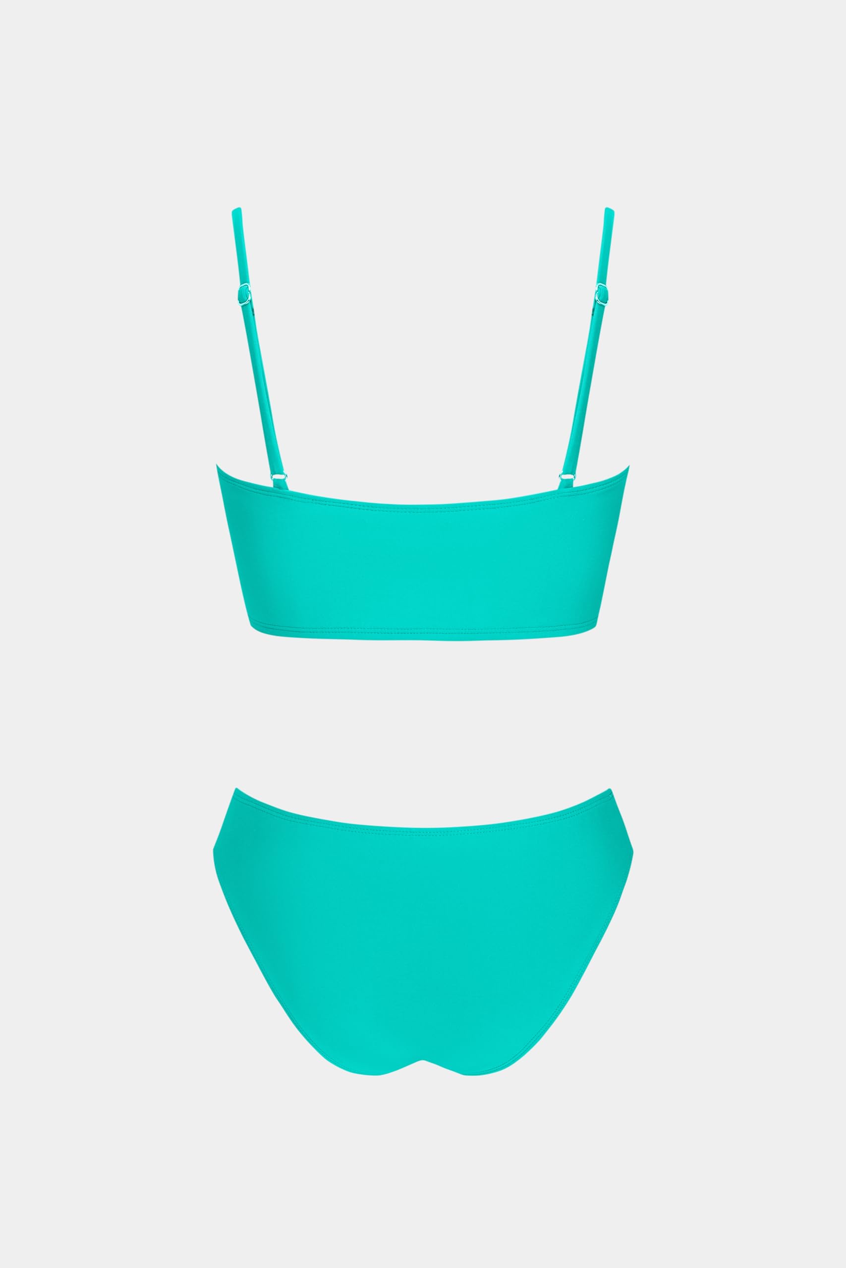 CUPSHE Bikini da donna, due pezzi, costume da bagno a fascia con scollo quadrato, vita media, increspato, spalline sottili