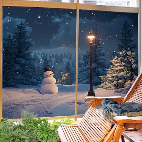 Vinilo decorativo para ventana con diseño de muñeco de nieve miniatura 4