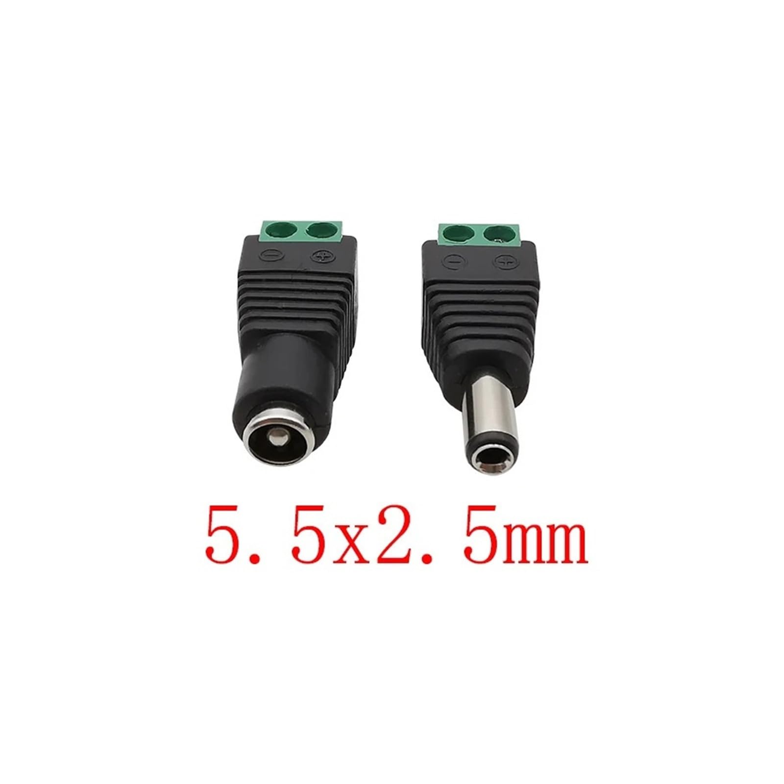 Wtyczka zasilania DC 12 V 5,5 x 2,1/2,5 mm męski żeński adapter do taśmy LED kamery bezpieczeństwa CCTV (10 męskich 5,5 x 2,5 mm)
