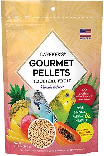 LAFEBER'S Tropical Fruit Gourmet Pellets Pet Bird Food, No Added Sugar, Made with Non-GMO and Human-Grade Ingredients, for Parakeets…