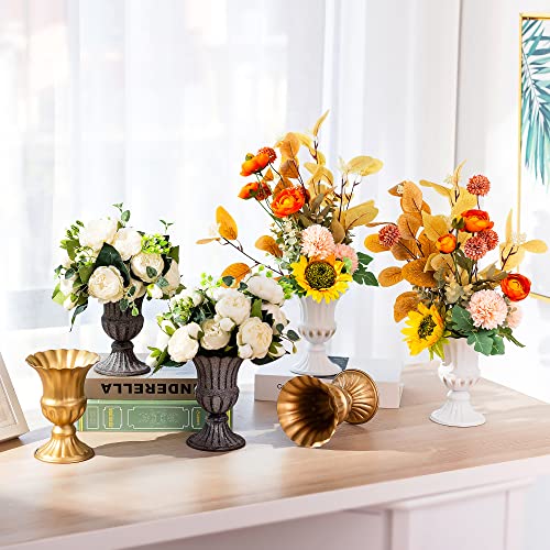 Sziqiqi Metal Flower Arrangements Pot for Wedding Table Centerpiece - Gold Planter Vase Pot for Artificial Real Flower Small Trumpet Plant Urn 6.3in by Sziqiqi - Image 5