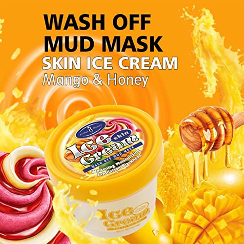 Aichun Beauty Ice Cream Facial Wash Off Mud Mask Oil-Control Deep Cleaning Moisturizing Exfoliation Blackhead Skin Care 100G 3.38Fl. Oz (Mango&Honey) #TOP1