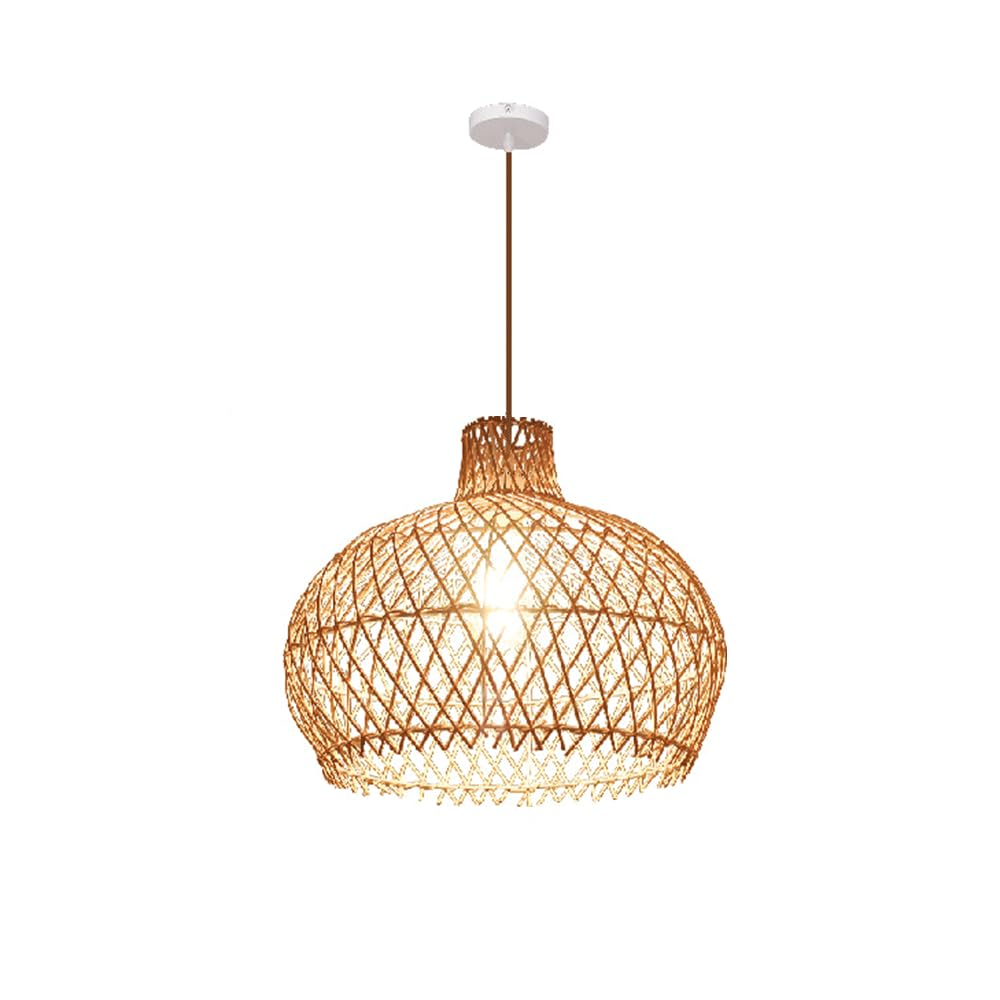 CHUNGYANG Rattan Chandelier Chinese-Style Corridor Restaurant Hanging Pendant Lighting Creative Pastoral Rattan Woven Hanging Lamp for Kitchen Island Tea Room Wabi-sabi Style Living Room Pendant Lamp