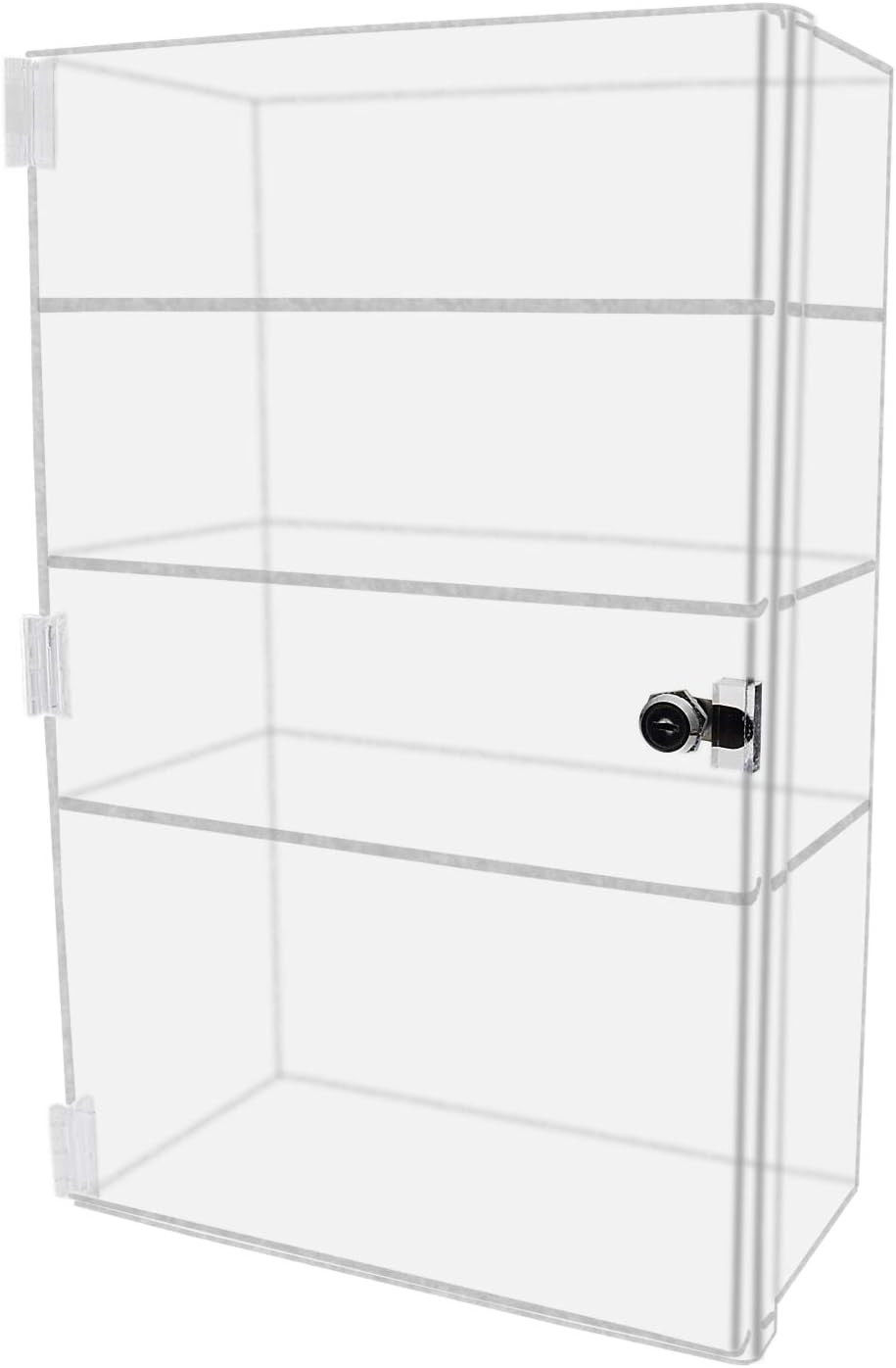 Marketing Holders Acrylic Locking Vertical Cabinet with Keys 12" x 8" x 19" Clear Tall Countertop Locker One Piece No Assembly Cupboard with Swinging Door for Retail Merchandise