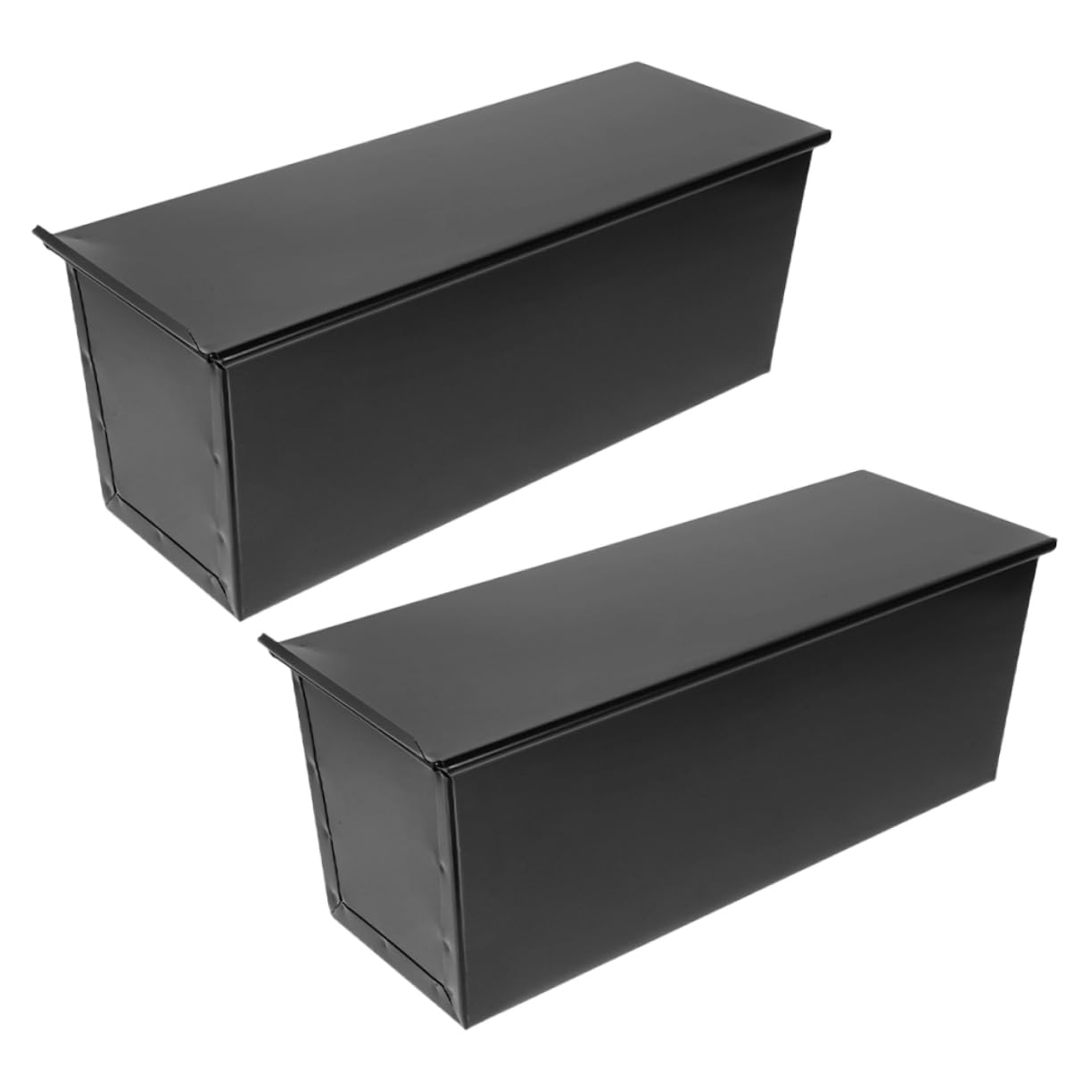Lot de 2 Moules à Toast Rectangulaires en Fer Noir avec Couvercle