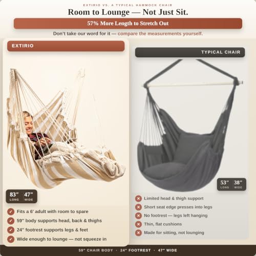 Image of Hanging Hammock Chair Swing - Outdoor & Indoor - Hammock Swing Chair