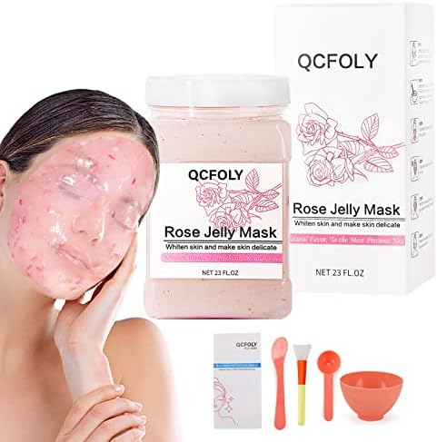 QCFOLY Jelly Mask Jelly Masks For Facials Professional Rose Facial Mask Powder 23 fl oz Hydrojelly Mask Hydrating Face Masks Moisturizing Brightening Mask For All Skin Type(Pack of 6)