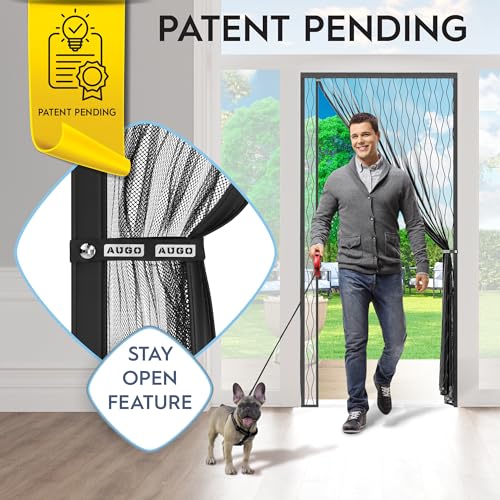 Image of AUGO Fiberglass Magnetic Screen Door Reversible Left Right Side Opening - Self Sealing, Heavy Duty, Hands Free, Keeps Bugs Out - Pet and Kid Friendly - Patent Pending Keep Open Feature - 38 inch x 83 inch