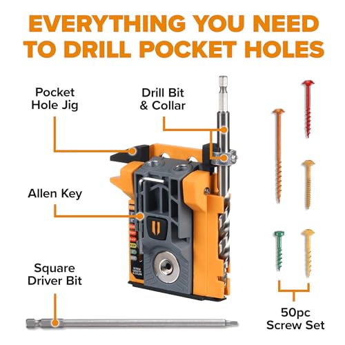 Image of BORA Mini Pocket Hole Jig Kit Auto-Adjusting Portable Pocket Hole System for Woodworking Best Drill Jig for Angled Holes with Screws Complete Pocket Screw Jig Tool Set