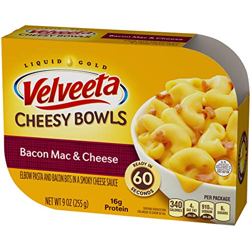 Velveeta Cheesy Bowls Bacon Mac & Cheese With Smoky Cheese Sauce Microwavable Meal (6 Ct Pack, 9 Oz Containers) #TOP4
