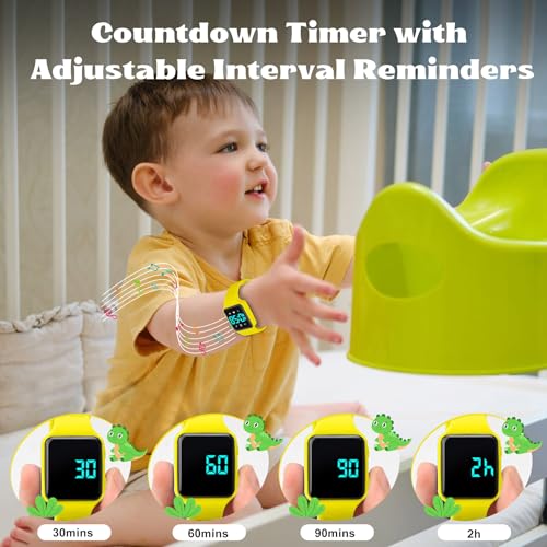 Image of Potty Training Watch for Toddlers with Countdown, Magnetic Charging, Flashing Lights, Fun Music or Vibration Alerts - Waterproof Interactive Toilet Training Reminder for Boys & Girls Ages 2-9