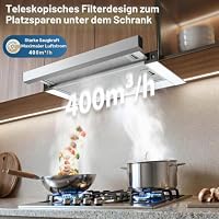 KICHPOWER Dunstabzugshaube 60cm, Flachschirmhaube, 400 m³/h, A+++ – Ansicht 3