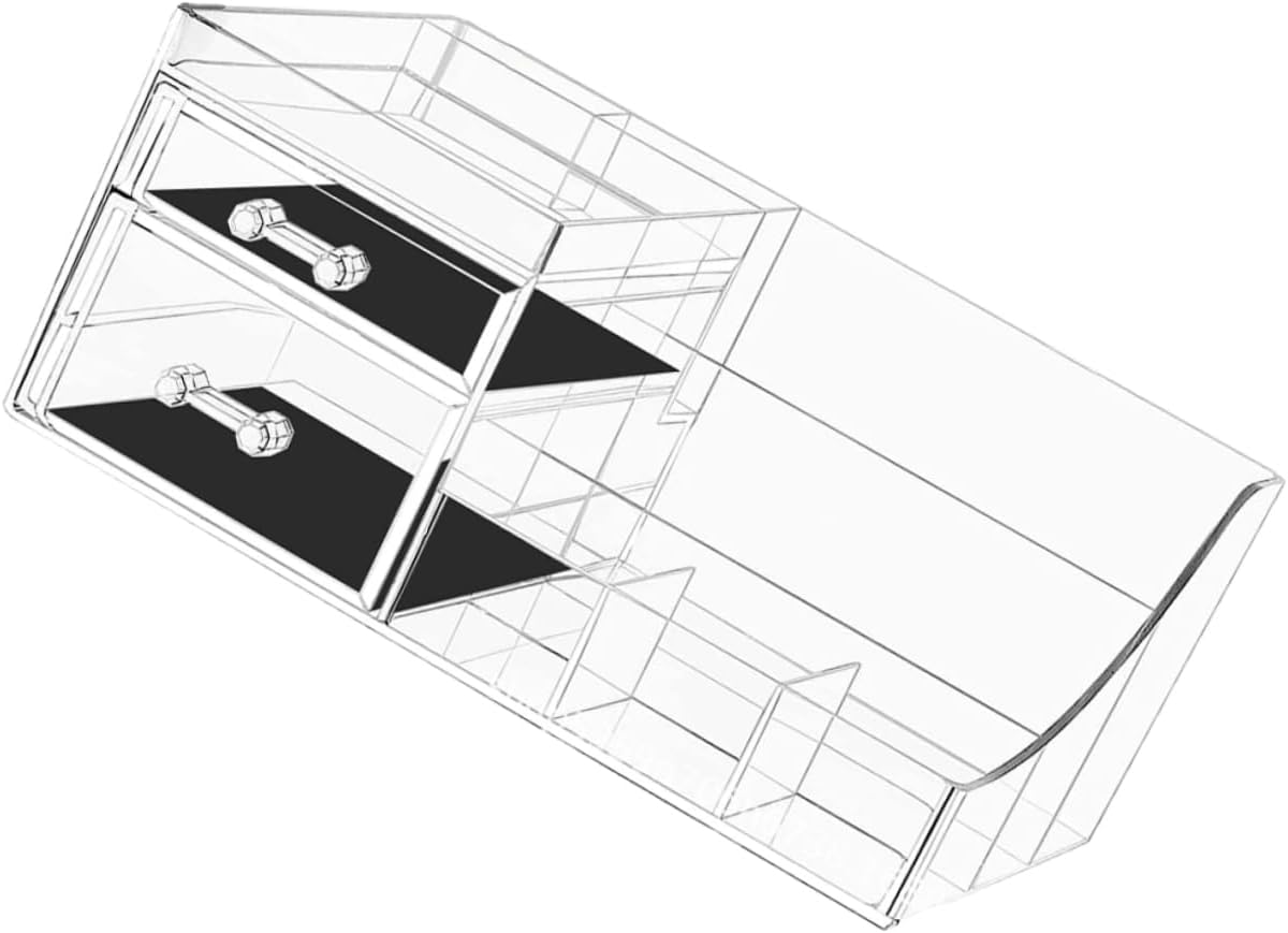 Zerodeko Acrylic Lipstick Organizer with Multi-compartment Design for Makeup Storage Practical Cosmetic Display Case for Vanity Dresser and Bathroom Essentials