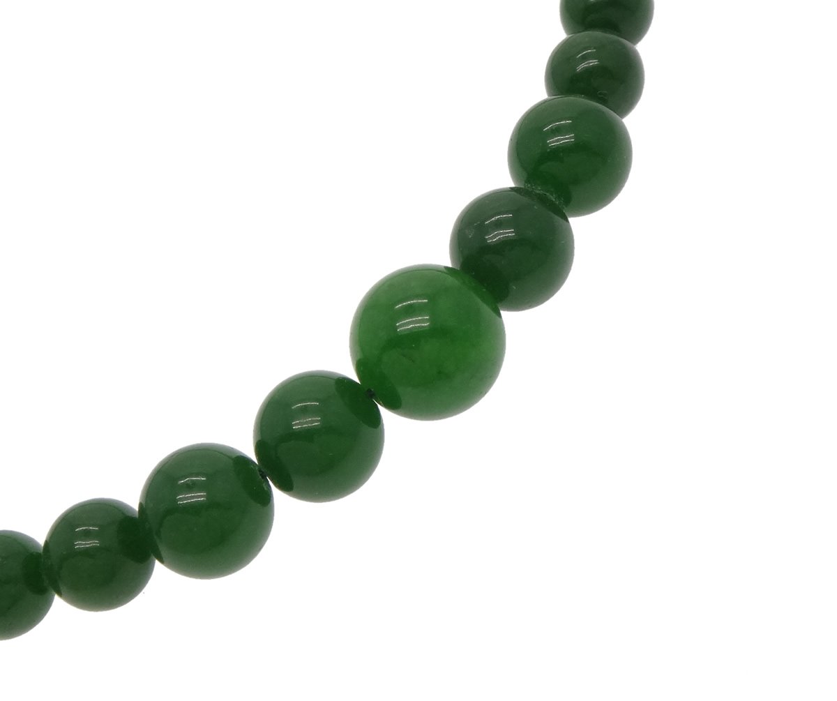 Collier en Jade Naturel Vert, Perles Rondes 6-14 mm, Fermoir à Vis, Longueur 45 cm, Bijou Élégant et Raffiné pour Femme