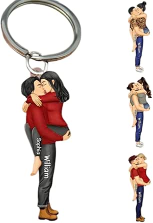 Personalized Acrylic Couple Kissing Keychain - Valentine's Day Gift for Lovers, Anniversary Wedding Present for Him and Her