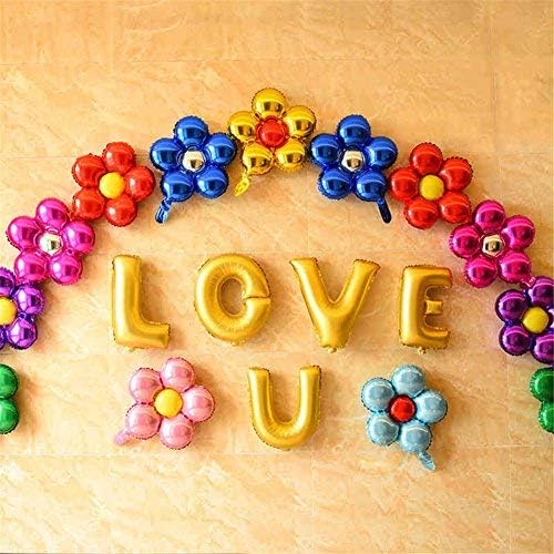 Miniatura 7 de 20 globos de flores surtidas de papel de aluminio de 18 pulgadas, globos de trébol de cuatro hojas, cinco pétalos, flores para bodas, baby shower,