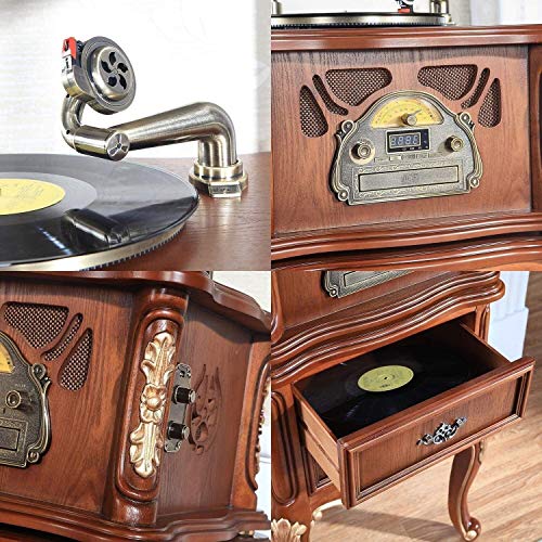 YAMMY Tourne-Disque, Gramophone, Haut-Parleur Bluetooth rétro, Haut-parleurs Vintage en Forme de Gramophone avec entrée… - Les Beatles, Paul McCartney, John Lennon, RIngo Starr, George Harrison YAMMY Tourne-Disque, Gramophone, Haut-Parleur Bluetooth rétro, Haut-parleurs Vintage en Forme de Gramophone avec entrée… – Image 8