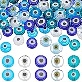 100 paire de perles œil turc:Un total de 100 perles œil turc vous offre une quantité suffisante pour vos besoins décoratifs.. Ils peuvent changer un simple bijou en un point focal ravissant