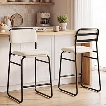 Furniliving Bar Stools Set of 2, 26" H Counter Height Bar Stools with Fully Dismantle Iron Frame, Upholstered Seat, Modern Bar Chairs for Kitchen Island Bar Dining Room