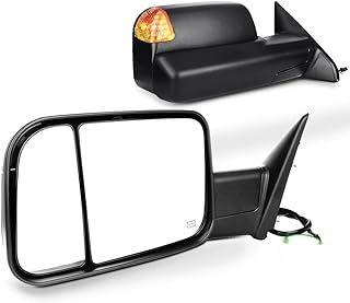 SCITOO Towing Mirrors fit for Dodge for Ram Exterior Accessories Mirrors fit 2009-2016 for Ram 1500 2500 3500 with Heated Temperature Sensor Amber Turn Signal Puddle Power Controlling Features