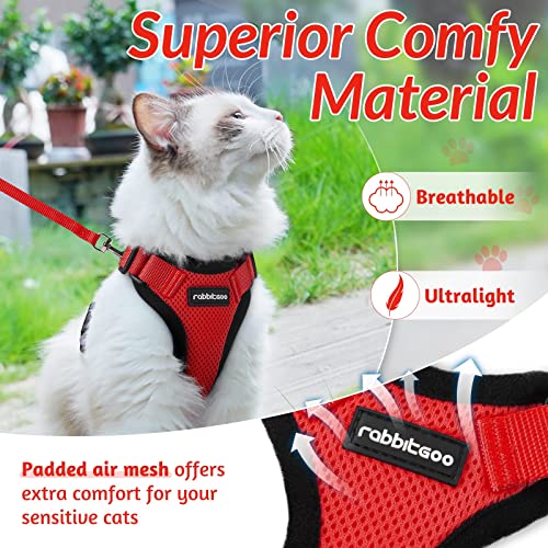 Image of rabbitgoo Cat Harness and Leash Set, Escape Proof Vest, Red