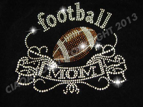Classic Football Mom Rhinestone Iron on Hotfix Transfer football mom bling - 9" By 6"