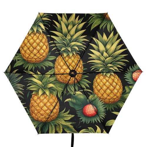 Parapluie pliant motif pins et fruits tropicaux idéal pour sorties et voyages