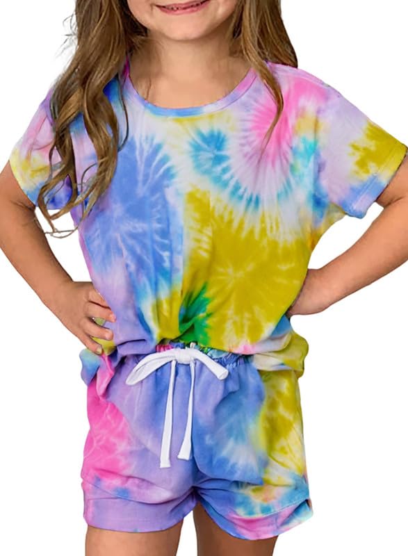 Image of Dokotoo Girl's Summer Cute T-Shirt and Shorts Set with Side Pockets