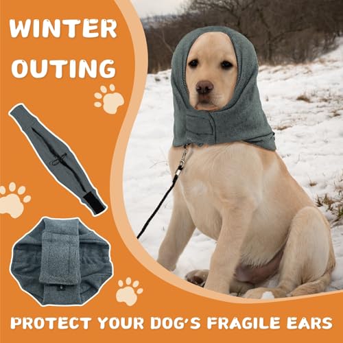 LUFFLOK Hund Ohrenschutz Grau für Lärmschutz, Hunde Gehörschutz für Angst Relief und Grooming, Haustier Gehörschutz Hund für Komfort Während Donner, Winter, Feuerwerk, Bad (M)