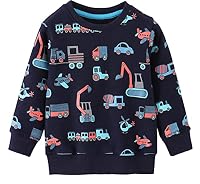EULLA Kinder Jungen Sweatshirt Pullover Activewear Langarm Baumwolle Traktor Herbst Winter Oberteile 5 Jahre alt 1# Dunkelblau Traktor DE 110
