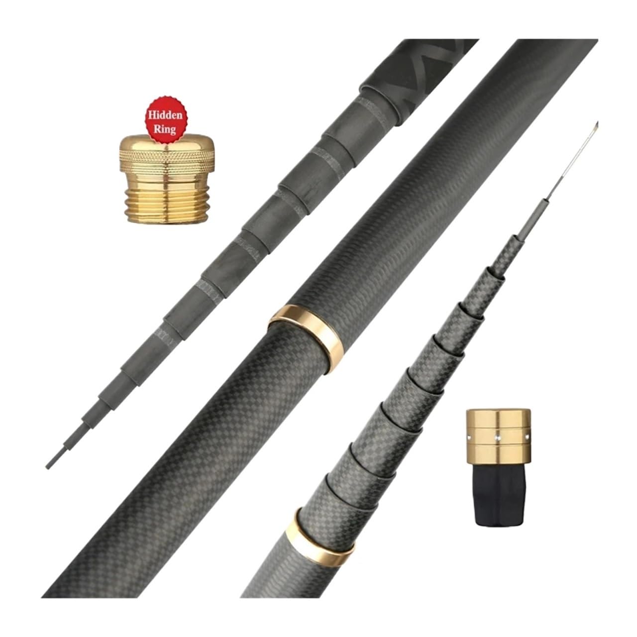 Canna Telescopica Carbonio, Canna da pesca telescopica a mano in fibra di carbonio 2.7M/3.6M/3.9M/4.5M/5.4M/6.30M/7.2M/8M/9M/10M ruscello