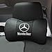 Auto Sport 2 PCS Genuine Leather Bone-Shaped Car Seat Pillow Neck Rest Headrest Comfortable Cushion Pad with Logo Pattern Fit Benz Accessories