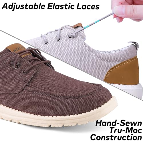 Image of ASITVO Men's Wide Canvas Loafers Slip on Boat Walking Shoes Casual Dress
