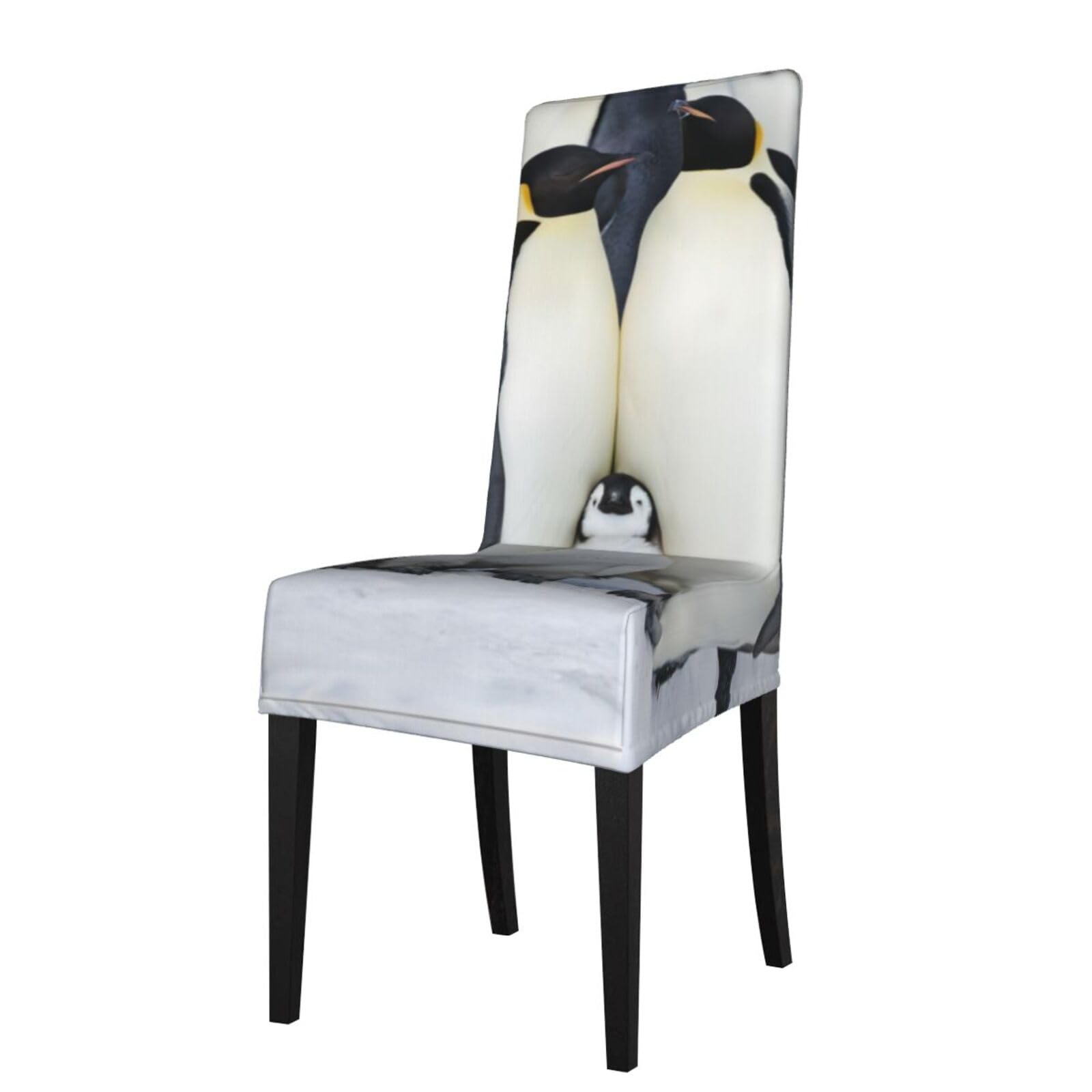 HLSBSSL Cute Penguins Family Printed dining chair covers, wrinkle-resistant and iron-free, suitable for hotels, banquets, and conferences