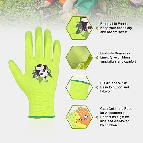 Facelandy 6 Pairs Kid Garden Gloves For Yard Work,Children Gardening Orange Gloves Nitrile Coated For Age 2-13 Toddler, Girls, Boys Youth #TOP1