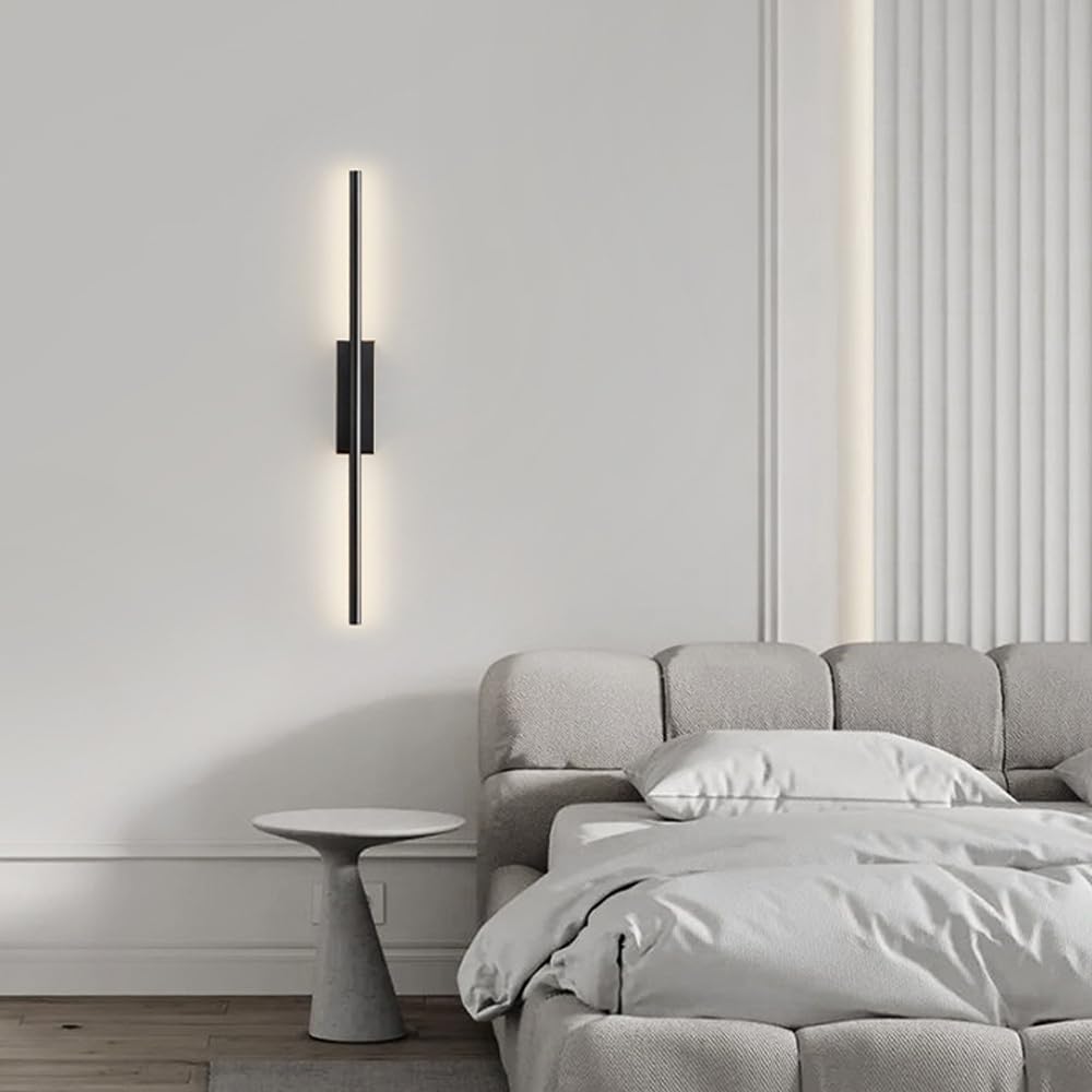 Oświetlenie nocne kinkiet ścienny, liniowa lampa mosiężna, ultracienkie miedziane światło z silikonowym kloszem, nowoczesne lampy LED - 3 tryby kolorów, spersonalizowane minimalistyczne