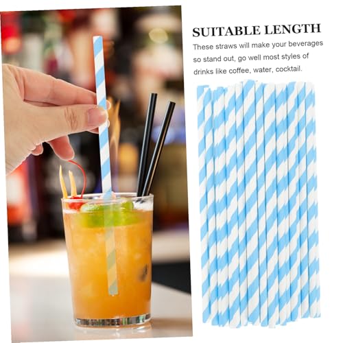 Pitillos desechables de papel azul claro Luxshiny 100 pcs miniatura 5