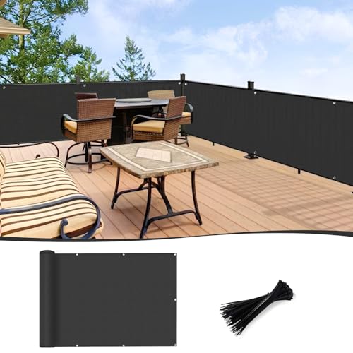 LOVE STORY 3'x115'' Black Balcony Privacy Screen Fence, UV Protection Weather-Resistant 3 FT Height Shield for Deck, Patio, Backyard, Outdoor Pool, Porch, Railing